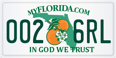 FL license plate 0026RL