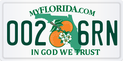FL license plate 0026RN
