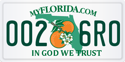 FL license plate 0026RO