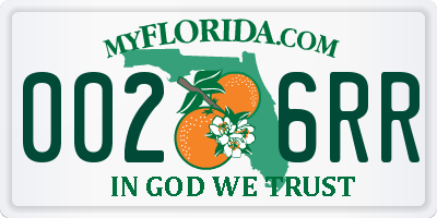 FL license plate 0026RR