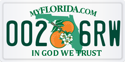 FL license plate 0026RW
