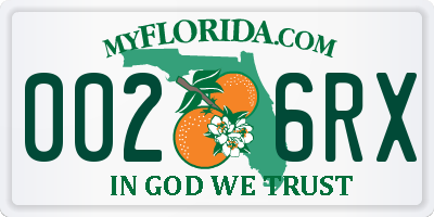 FL license plate 0026RX