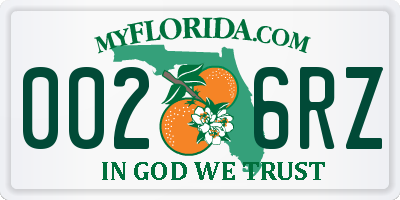 FL license plate 0026RZ