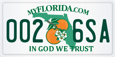 FL license plate 0026SA