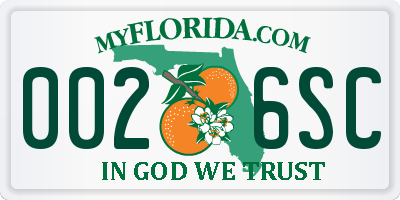 FL license plate 0026SC