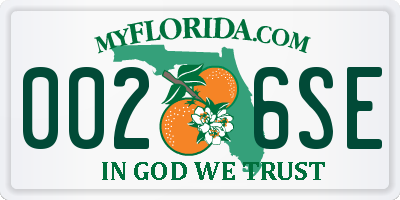 FL license plate 0026SE