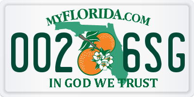 FL license plate 0026SG