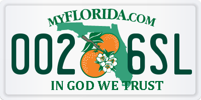 FL license plate 0026SL