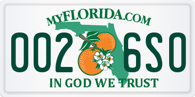FL license plate 0026SO