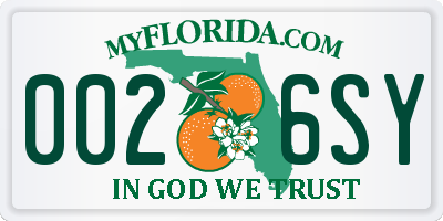 FL license plate 0026SY