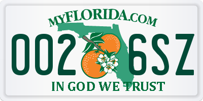 FL license plate 0026SZ