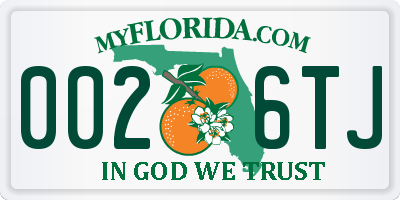 FL license plate 0026TJ