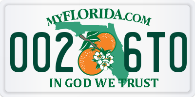 FL license plate 0026TO