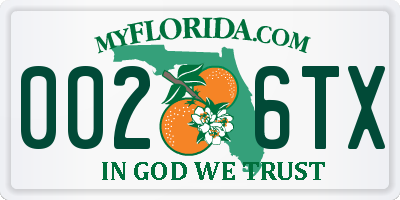 FL license plate 0026TX