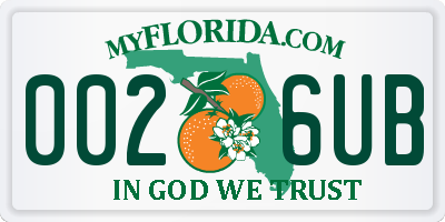 FL license plate 0026UB