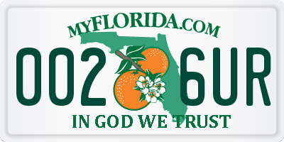 FL license plate 0026UR