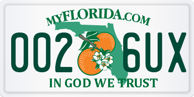 FL license plate 0026UX
