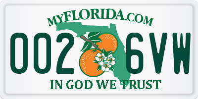 FL license plate 0026VW