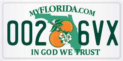 FL license plate 0026VX