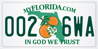 FL license plate 0026WA