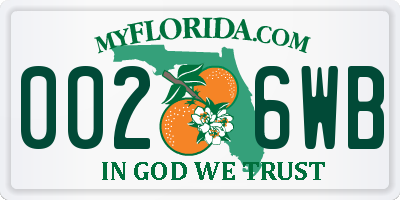 FL license plate 0026WB