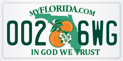 FL license plate 0026WG
