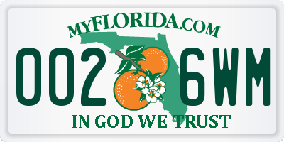 FL license plate 0026WM