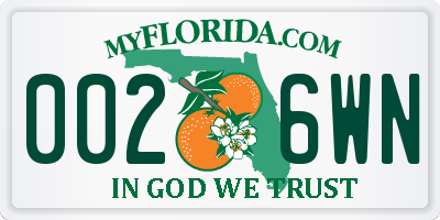 FL license plate 0026WN