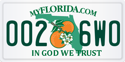 FL license plate 0026WO