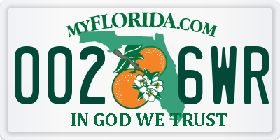 FL license plate 0026WR