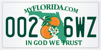 FL license plate 0026WZ
