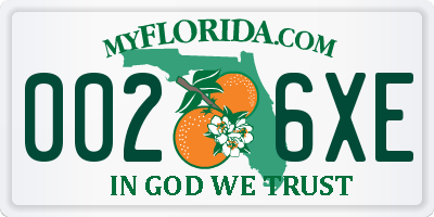 FL license plate 0026XE