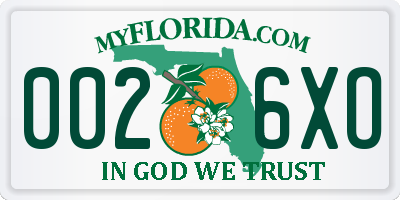 FL license plate 0026XO