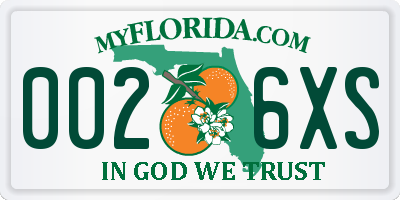 FL license plate 0026XS