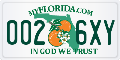 FL license plate 0026XY