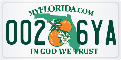 FL license plate 0026YA