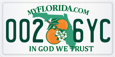 FL license plate 0026YC