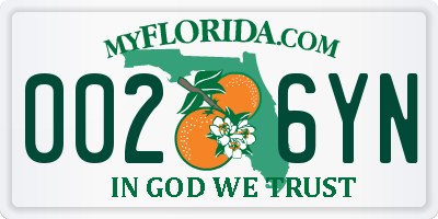 FL license plate 0026YN