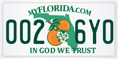FL license plate 0026YO