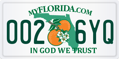 FL license plate 0026YQ