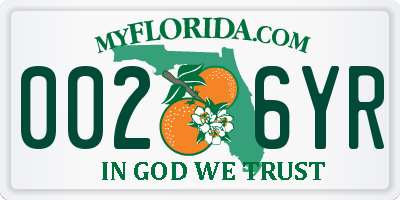 FL license plate 0026YR