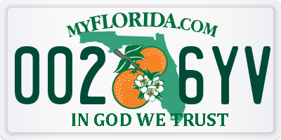 FL license plate 0026YV