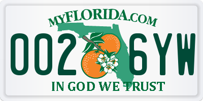 FL license plate 0026YW