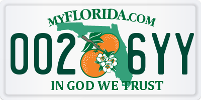 FL license plate 0026YY