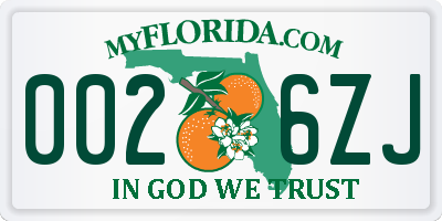FL license plate 0026ZJ