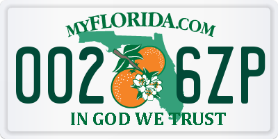FL license plate 0026ZP
