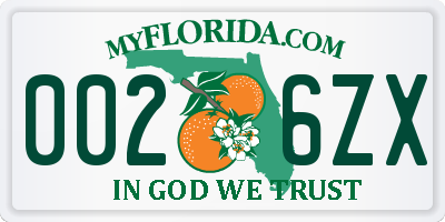 FL license plate 0026ZX