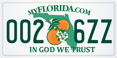 FL license plate 0026ZZ