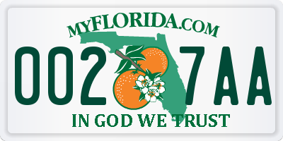 FL license plate 0027AA