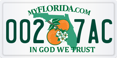 FL license plate 0027AC